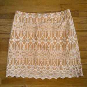 Skies Are Blue Eyelet Embroidered Mini Skirt Yellow 1X Plus Cottage Boho Spring